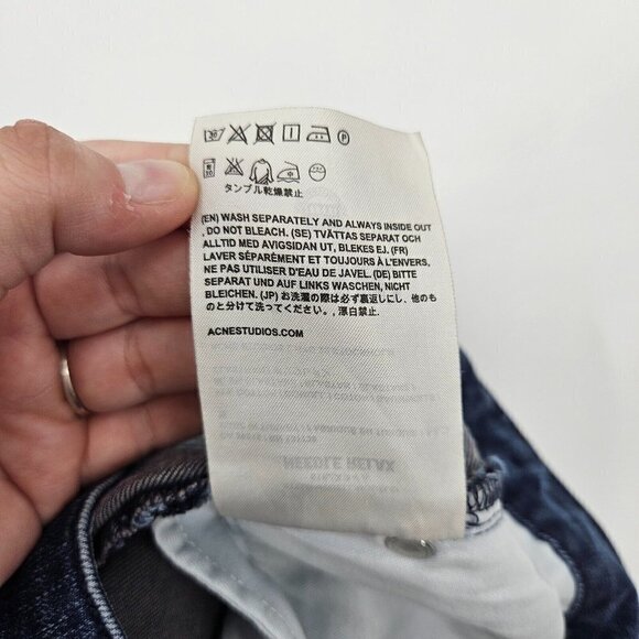 Acne Studios Needle Relax Skinny Jeans Dark Wash Women's 27 High Waisted Stretch - Picture 5 of 8